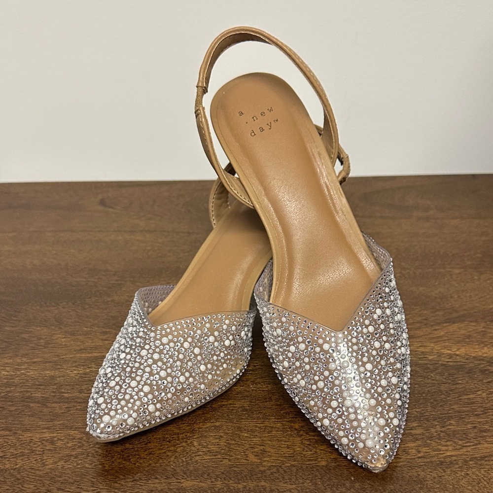 A New Day Women's Sparkling Silver Flats